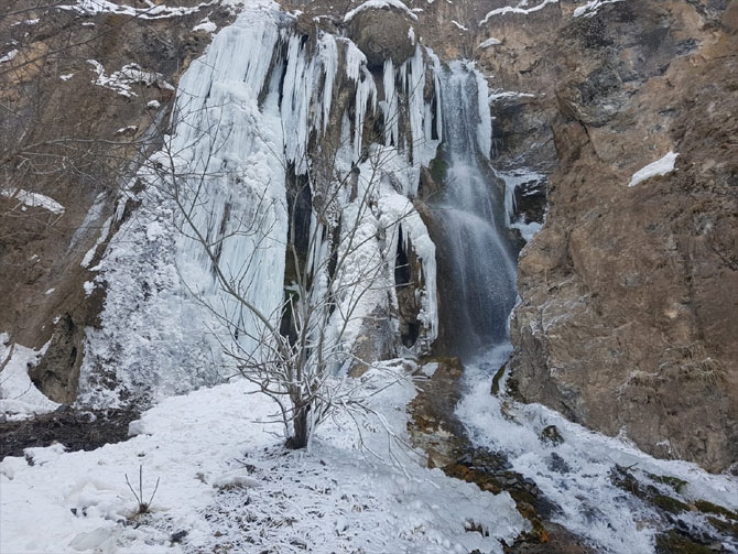 Hakkari'deki Ağaçdibi Şelalesi buz tuttu! 3