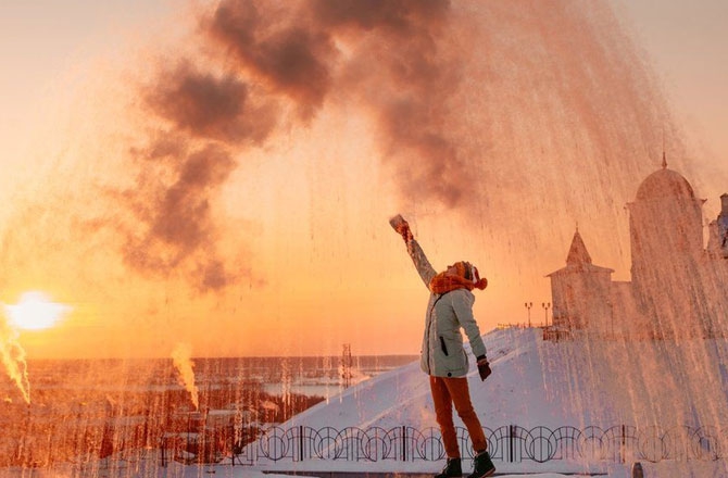 -50 derecede, kaynar su ile yaratılan buzlu sanat eserleri 2