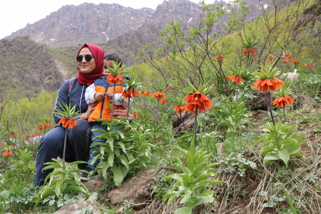 Taylandlı 2 turist, ters laleleri görmek için Hakkari'ye geldi 22