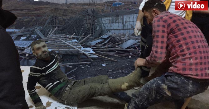 Hakkari'de inşaat çöktü: 2 işçi yaralı
