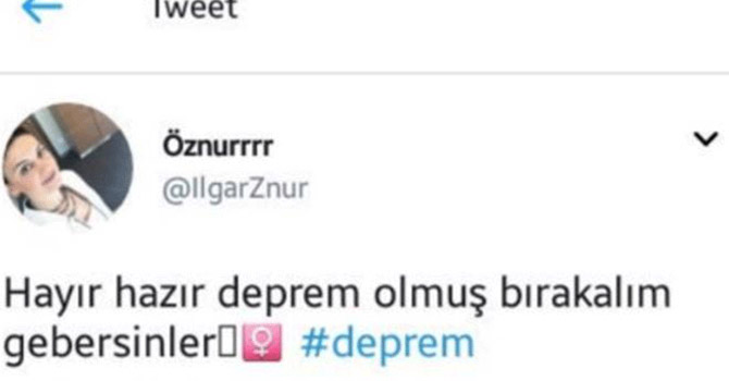 Depremle ilgili ırkçı paylaşım açığa aldırttı