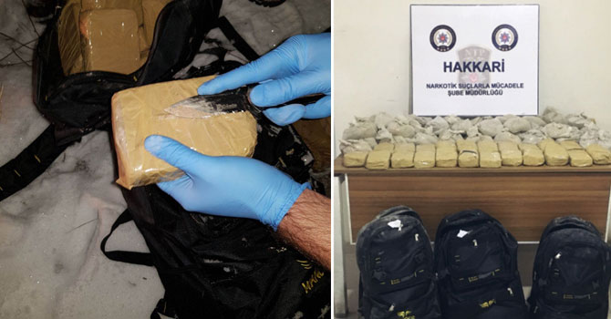 Hakkari'de yola bırakılan 49 kilo eroin ele geçirildi