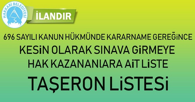 Hakkari belediyesi kesin taşeron sınav listesi
