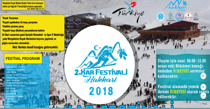 Hakkari'de bugün Kar Festivali düzenlenecek