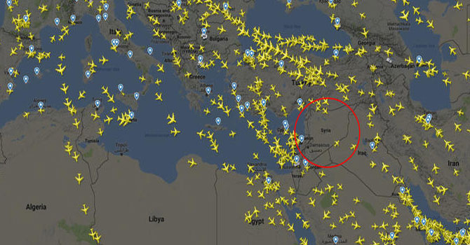 Suriye üstünde dikkat çeken görüntü