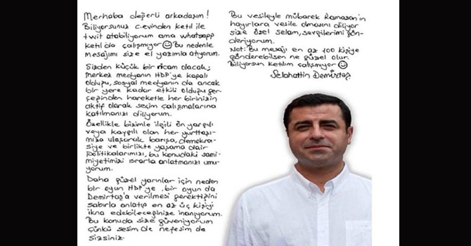 Demirtaş: Benim için en az üç kişiyi ikna edebilirsiniz, sesim ve nefesim sizsiniz