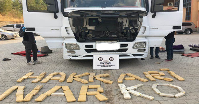Hakkari'de Durdurulan TIR'da 56 kilo eroin ele geçirildi