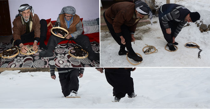 Karlı yolları liyanlar ile aşıyor! VİDEO-FOTO GALERİ