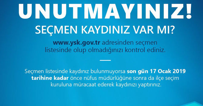 Seçmen kayıtları için bugün son gün