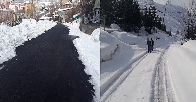 Mahallenin yolu yarısı temizlendi, diğer yarısı da öylece bırakıldı
