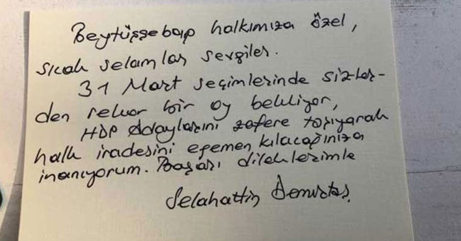 Demirtaş'tan Beytüşşebap'a özel mesaj