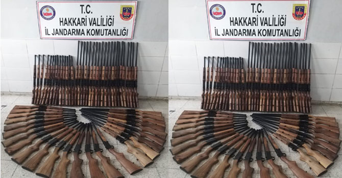 Hakkari'de ot yığınları arasında 60 av tüfeği ele geçirildi