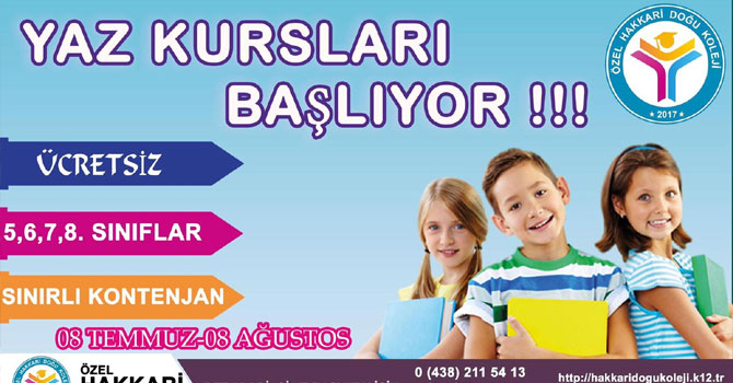 Özel Hakkari Doğu Koleji yaz kursları başlıyor