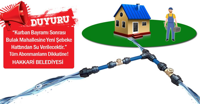 Belediye Bulak mahallesi için içme suyu duyurusu yaptı