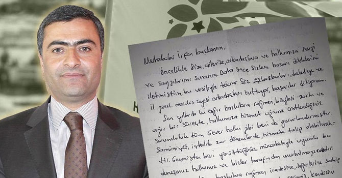 Abdullah Zeydan'dan Yüksekova Belediyesi Eşbaşkanı Sarı'ya mektup