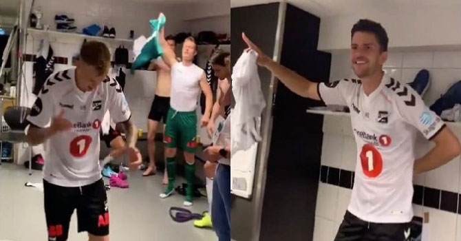 Norveçli futbolcular yine Kürtçe şarkı eşliğinde kutlama yaptı