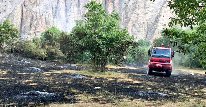 Hakkari'nin Doğanca Köyünde anız yangını!
