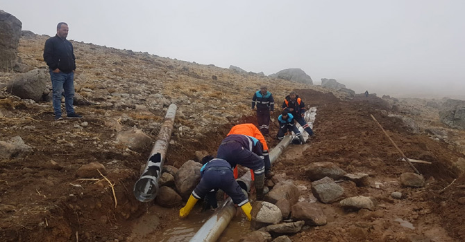 Hakkari 3500 rakımda içme suyu çalışması