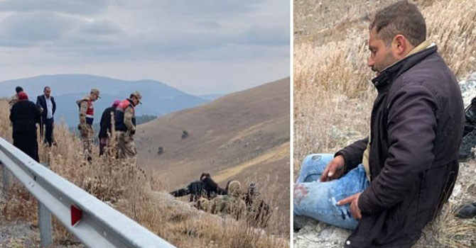 Ayının saldırdığı çoban, canını kurtarmak için uçurumdan atladı