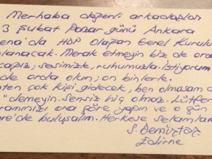 Demirtaş'tan kongre notu: Biz de orada olacağız