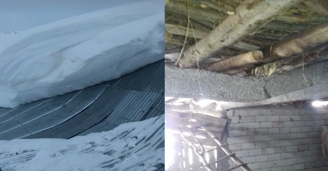 Hakkari'de Aşırı Yağan Kar Yağışı Nedeniyle Ahır Çöktü