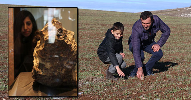 Tarlada bulduğu gök taşını satılığa çıkardı