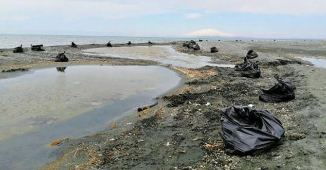 Van Gölü sahillerinde 100 ton çöp toplandı