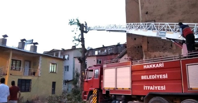 İtfaiye ekipleri tehlike saçan ağaçları kesti