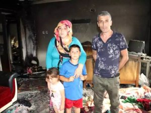 Evi yanan aile destek bekliyor