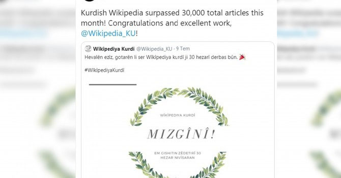 Vikipedia’da Kürtçe makale sayısı 30 bini aştı
