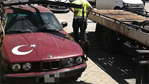 Hurda araca sahte plaka takıp, ehliyetsiz kullanan sürücüye 11 bin TL ceza