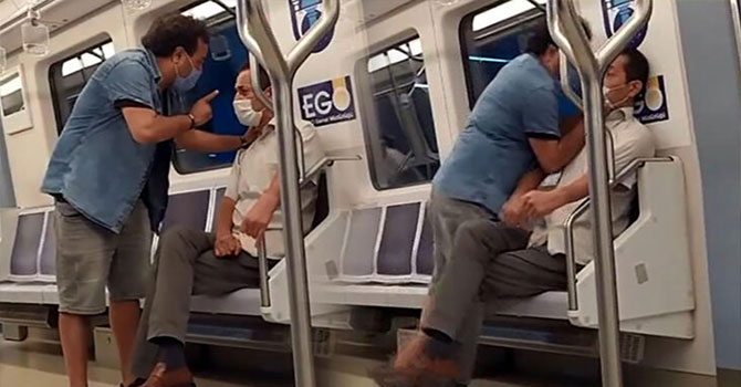 Metroda 'şarkı söyleme' kavgası