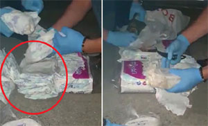 Bebek bezlerinin içerisinde gizlenmiş uyuşturucu bulundu