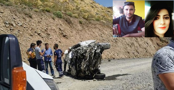 Nişanlı çift, minibüsten inip kaza yapan araca binmiş