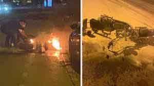 Elektrikli bisikletin yedek bataryası patlayarak yandı