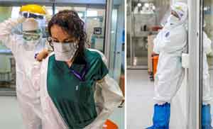 Korona savaşçıları, astronot gibi giyindikleri koruyucu kıyafetlerden sırılsıklam çıkıyorlar