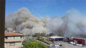 Hatay'da yerleşim alanlarına yaklaşan orman yangını