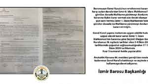 İzmir Barosu'ndan Genel Kurul hakkında verilen karara tepki