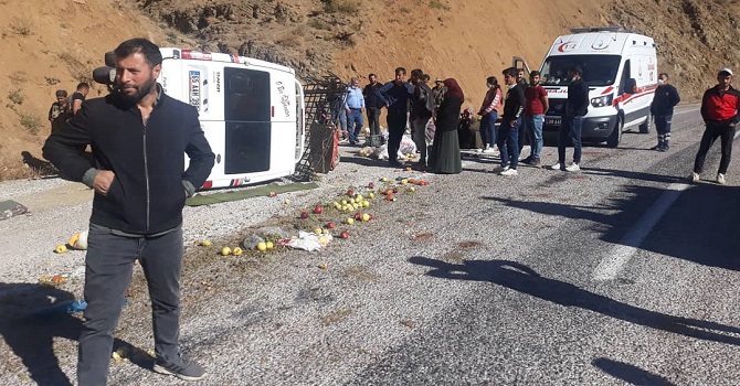 Yüksekova'da Minibüs yoldan çıktı: 5 yaralı