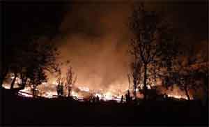 Korkutan yangın: 1 cami ve 10 ev yandı