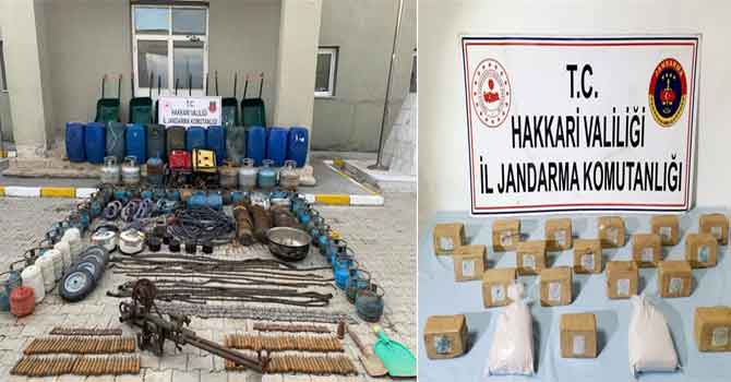 Yüksekova'da mühimmat ve uyuşturucu ele geçirildi