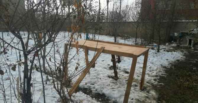 Duyarlı vatandaştan kuşlar için ahşaptan yemlik