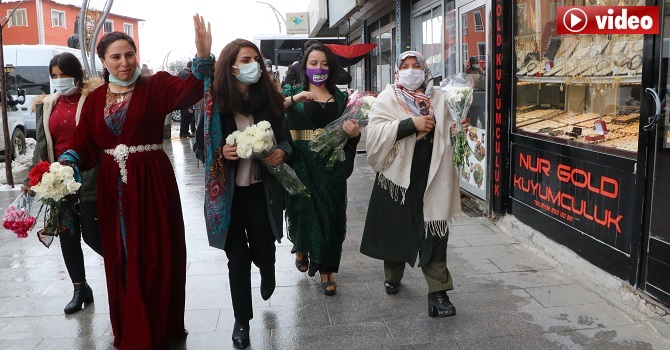 HDP Hakkari’de Kadınlara Karanfil Dağıttı