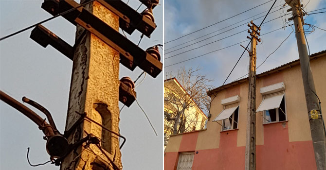 Bu elektrik direği faciaya davetiye çıkartıyor