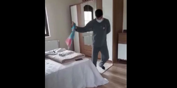 Hakkarili Gazeteci korona karantinasında halayla moral buluyor