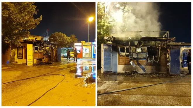 İBB'ye ait Halk Ekmek büfesi yandı