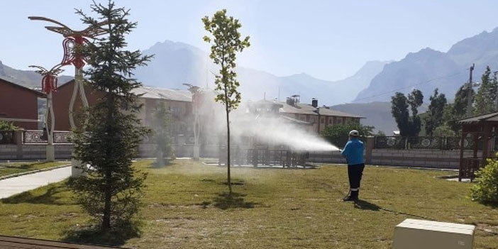 Hakkari'de park ve bahçeler ilaçlandı