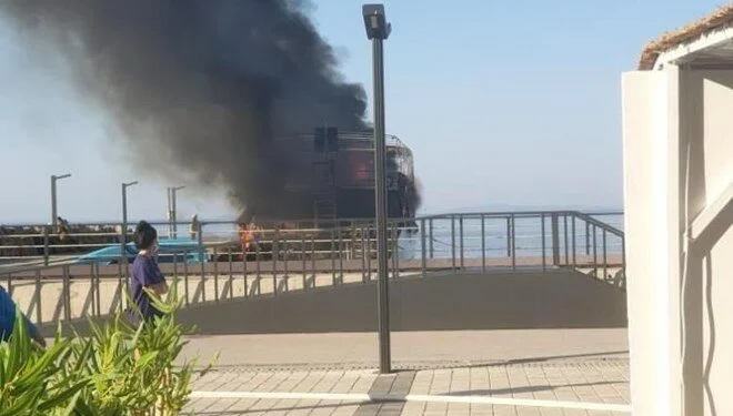 Tur teknesi alev alev yandı