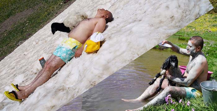 Hakkarili Sanatçı Aydın Aydın, Kar ve Çamur banyosu yaptı