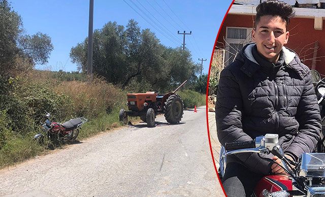 Sürücü belgesiz motosikletli traktörün altına girdi